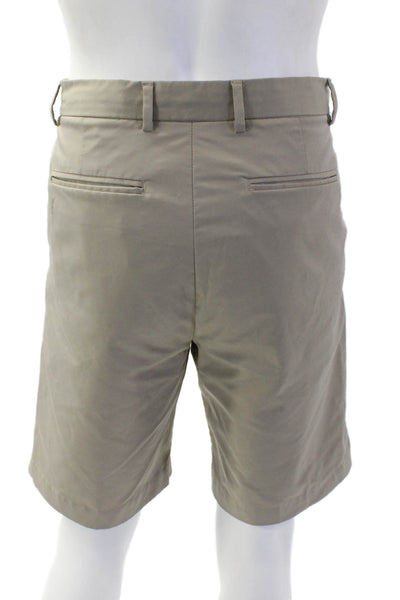 Greg Norman Men Chino Shorts Beige Button Polyester Solid Size 36