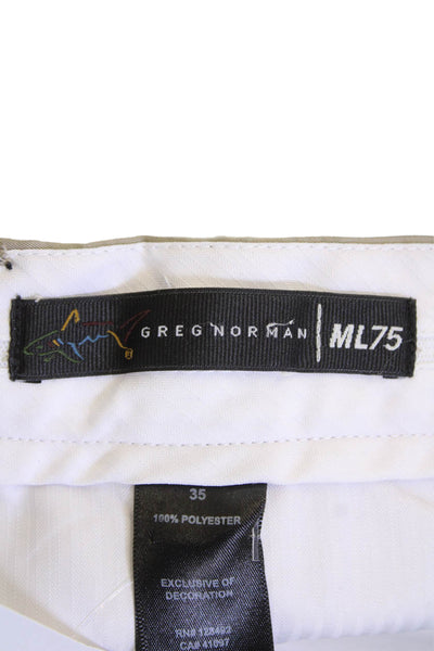 Greg Norman Men Chino Shorts Beige Button Polyester Solid Size 36