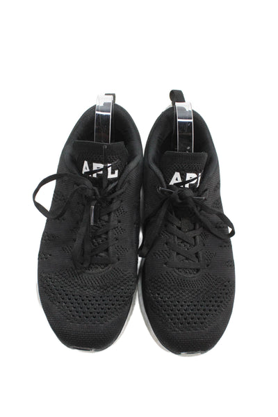 APL Mens Textured Lace Up Low Top Casual Athletic Sneakers Black Size 8