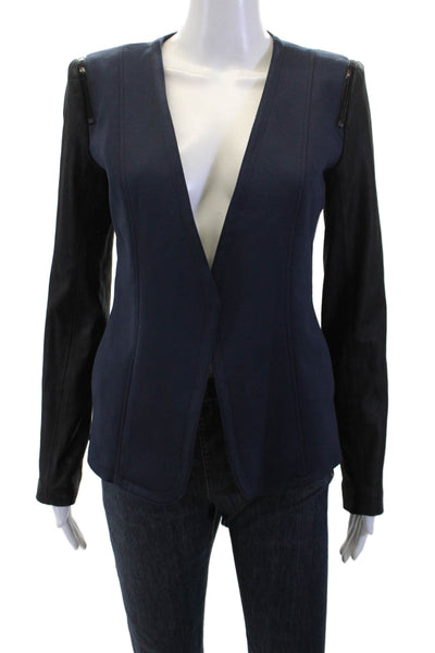 Theory Women Black Petite Blazer Zip Long Sleeve Size S