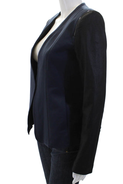 Theory Women Black Petite Blazer Zip Long Sleeve Size S