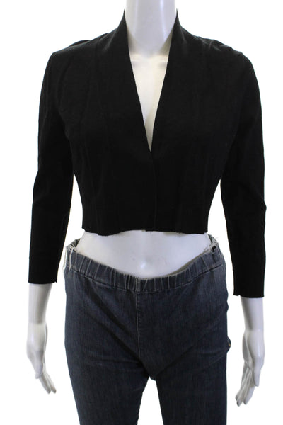 Calvin Klein Women Black Mock Neck Blazer 3/4 Sleeve Rayon/Nylon Size S