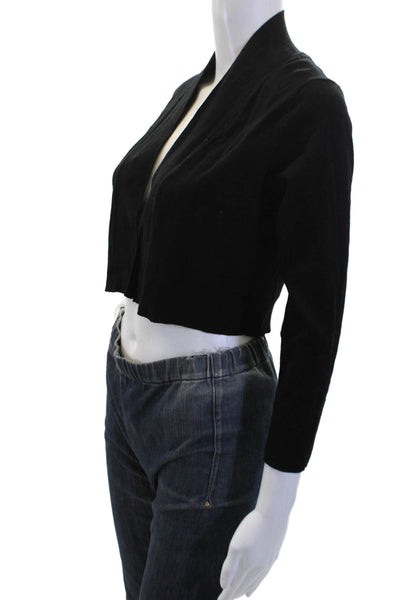 Calvin Klein Women Black Mock Neck Blazer 3/4 Sleeve Rayon/Nylon Size S