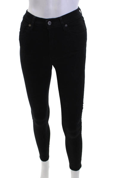 Levis Women Ankle Skinny Jeans Black Mid Rise Button Size 25