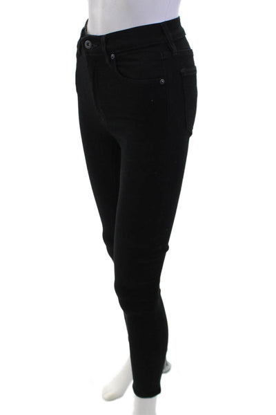 Levis Women Ankle Skinny Jeans Black Mid Rise Button Size 25