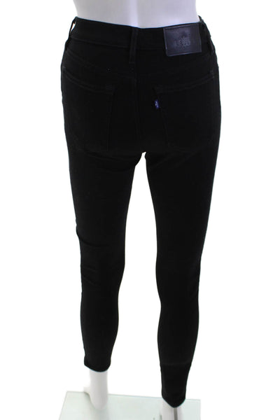 Levis Women Ankle Skinny Jeans Black Mid Rise Button Size 25
