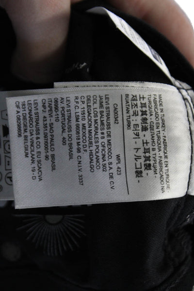 Levis Women Ankle Skinny Jeans Black Mid Rise Button Size 25
