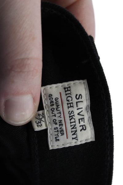 Levis Women Ankle Skinny Jeans Black Mid Rise Button Size 25