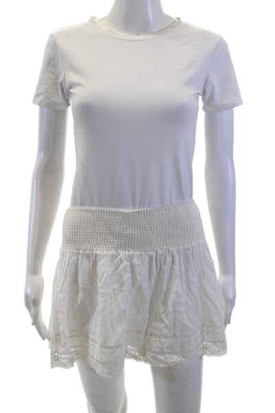 Rebecca Taylor Women Peasant Mini Skort White Cotton Size M