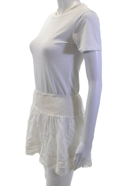 Rebecca Taylor Women Peasant Mini Skort White Cotton Size M