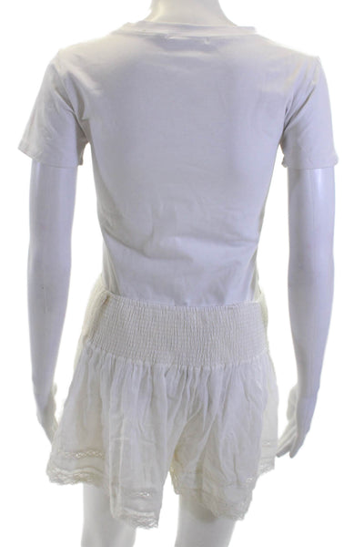 Rebecca Taylor Women Peasant Mini Skort White Cotton Size M