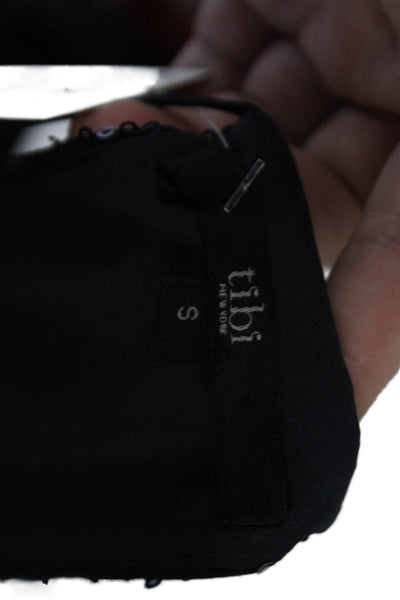 Tibi Women Camisole V-Neck Spaghetti Strap Dark Blue Tie Size S
