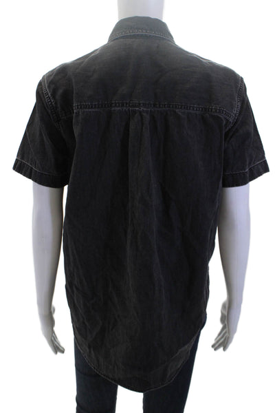 Madewell Mens Button-Down Short Sleeve Dark Gray Cotton Collared Grunge Size XS