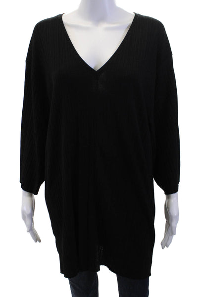 Zara Trafaluc Women Kaftan Blouse Black V-Neck Long Sleeve Size S