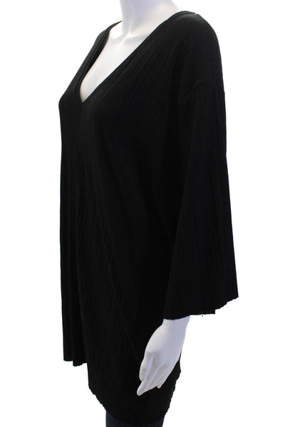 Zara Trafaluc Women Kaftan Blouse Black V-Neck Long Sleeve Size S