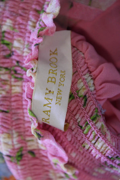 Ramy Brook Womens Peasant Mini Skirt Pink Floral Viscose Size 4
