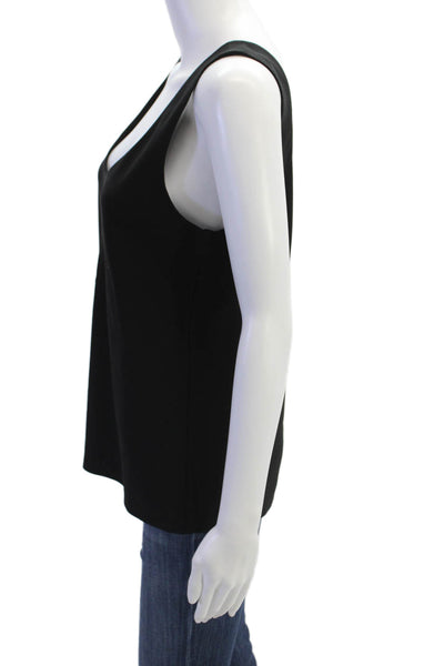 Club Monaco Women Basic Black Sleeveless Tank Top Round Neck Size M