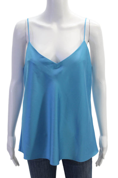 Club Monaco Women Blue V-Neck Camisole Polyester Sleeveless Top Size L
