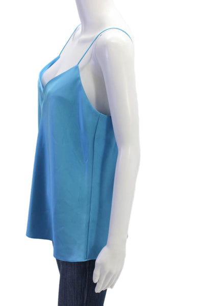 Club Monaco Women Blue V-Neck Camisole Polyester Sleeveless Top Size L