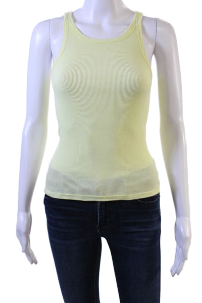 Z Supply Women Basic Sleeveless Tank Yellow Cotton Round Neck Solid Size XS