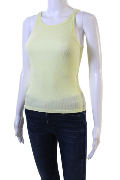 Z Supply Women Basic Sleeveless Tank Yellow Cotton Round Neck Solid Size XS