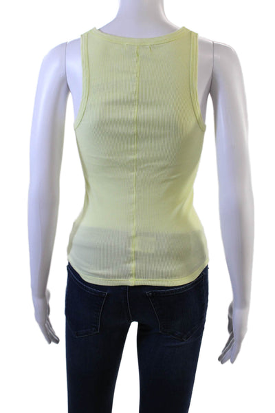 Z Supply Women Basic Sleeveless Tank Yellow Cotton Round Neck Solid Size XS