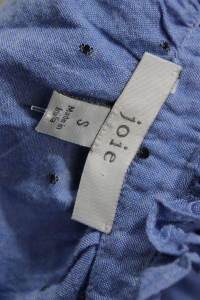Joie Women Blue Cotton Bohemian Button-Front Long Sleeve Blouse Size S