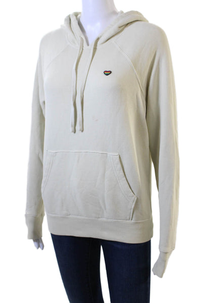 Spiritual Gangster Women Pullover Hoodie Beige Cotton Drawstring Size XS