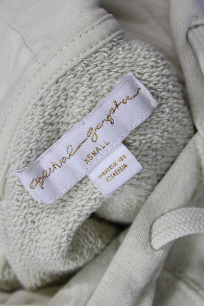 Spiritual Gangster Women Pullover Hoodie Beige Cotton Drawstring Size XS