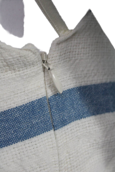 Mara Hoffman Women Cropped Striped Blue Cotton Sleeveless Zip Blouse Size XS
