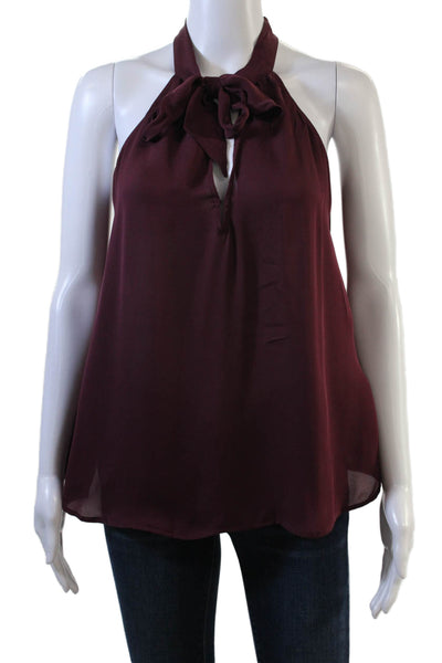 Joie Women Sleeveless Purple Cotton Tie Neck Solid Blouse Size XS