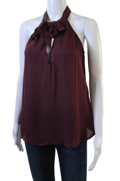 Joie Women Sleeveless Purple Cotton Tie Neck Solid Blouse Size XS