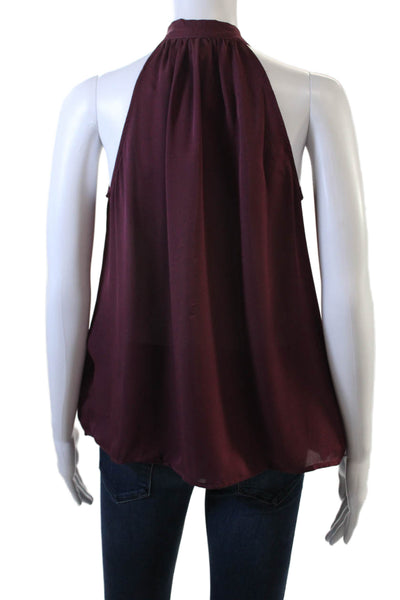 Joie Women Sleeveless Purple Cotton Tie Neck Solid Blouse Size XS