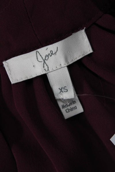 Joie Women Sleeveless Purple Cotton Tie Neck Solid Blouse Size XS