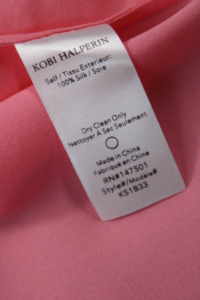 Kobi Halperin Womens Pink Silk V-Neck Long Sleeve Tunic Size S