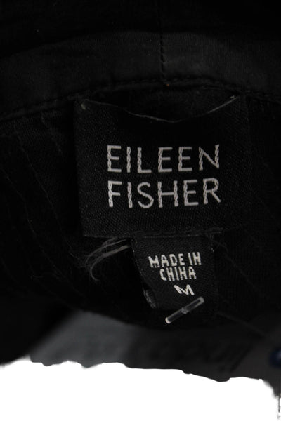 Eileen Fisher Women High Neck Black Silk Button Vest Sleeveless Size M