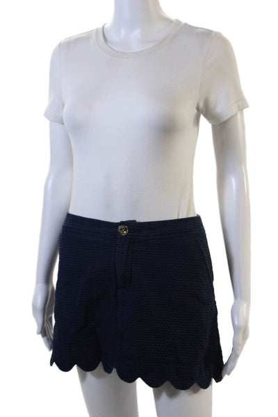 Lily Pulitzer Unisex Dark Blue Cotton Beach Shorts Button Size 0