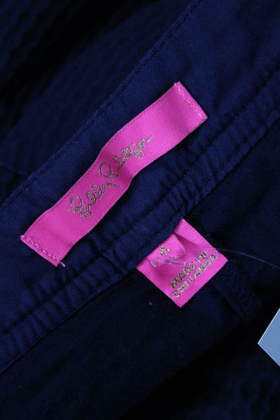 Lily Pulitzer Unisex Dark Blue Cotton Beach Shorts Button Size 0