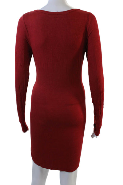 Michael Lauren Women Bodycon Sweater Dress Red Square Neck Long Sleeve Size S