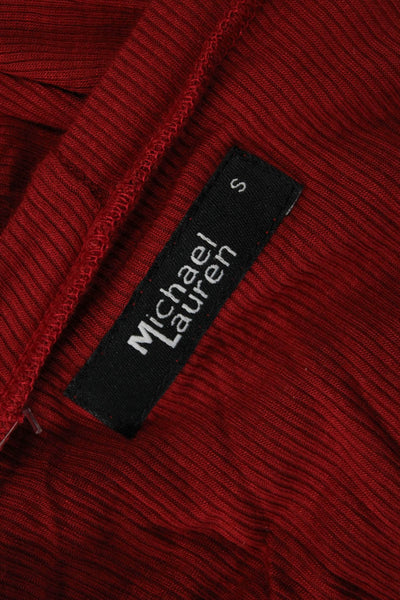 Michael Lauren Women Bodycon Sweater Dress Red Square Neck Long Sleeve Size S