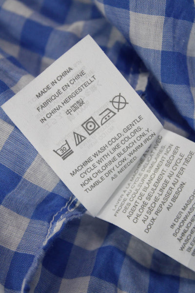 J Crew Women Blue Check Cotton Short Sundress Petite Size 3XS