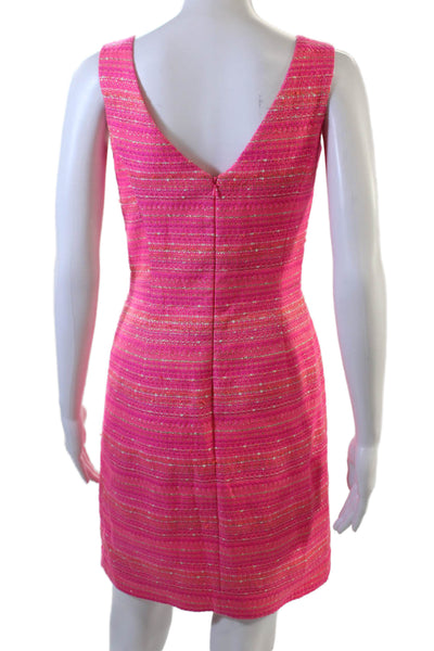 Lily Pulitzer Women Sheath Dress Pink Striped V-Neck Sleeveless Zip Size 0