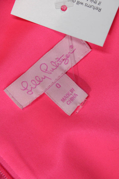 Lily Pulitzer Women Sheath Dress Pink Striped V-Neck Sleeveless Zip Size 0