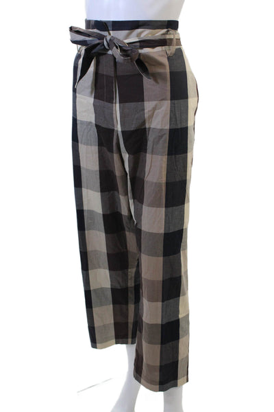 DKNY Womens Beige Check Paperbag Ankle Pants Size 16