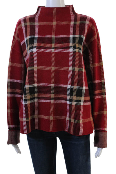 Tahari Unisex Pullover Plaid Mock Neck Long Sleeve Sweater Size XL
