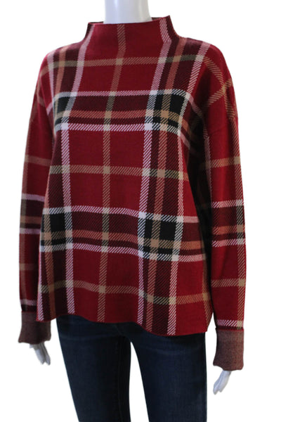 Tahari Unisex Pullover Plaid Mock Neck Long Sleeve Sweater Size XL