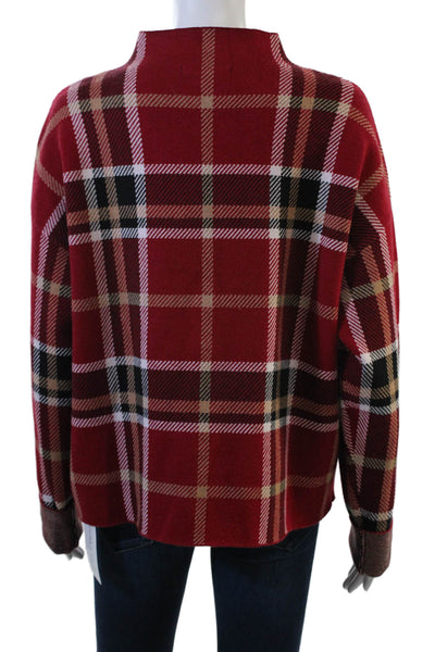 Tahari Unisex Pullover Plaid Mock Neck Long Sleeve Sweater Size XL