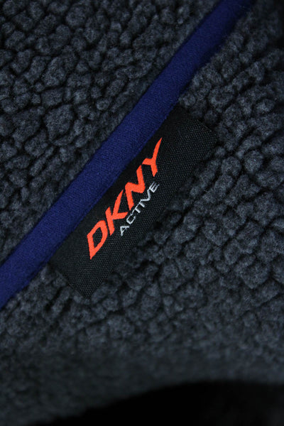 DKNY Men Collared Zip Jacket Dark Gray Long Sleeve Size XL