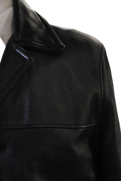 M. Julian Mens Overcoat Black Button Collared Long Sleeve Size L