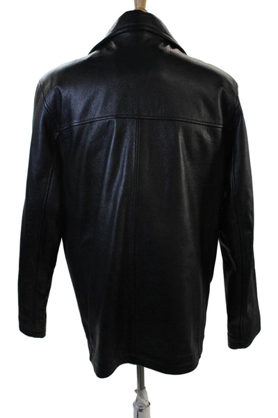 M. Julian Mens Overcoat Black Button Collared Long Sleeve Size L
